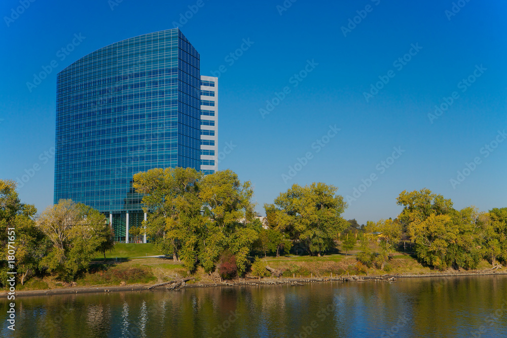Fototapeta premium Modern building on river