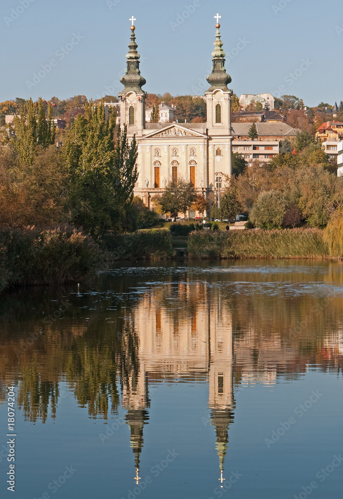 Church mirrored on the lake
