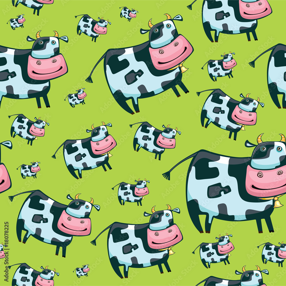 Obraz premium Cute friendly cow pattern.