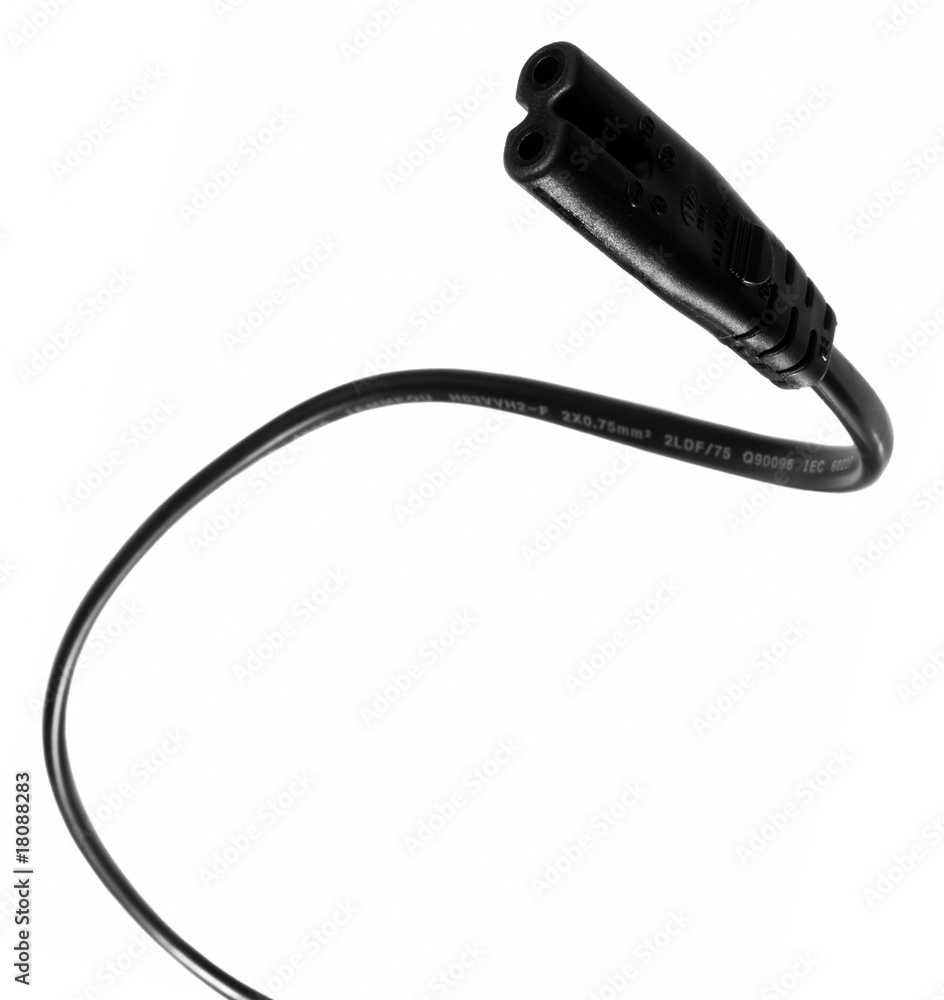 Plug of electricity on power cord isolated on white background Plug of electricity on power cord isolated on white background