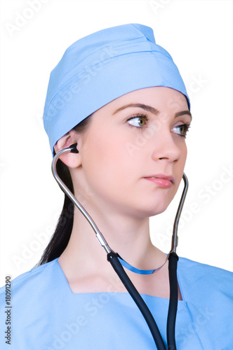 Young doctor isolated on the white background