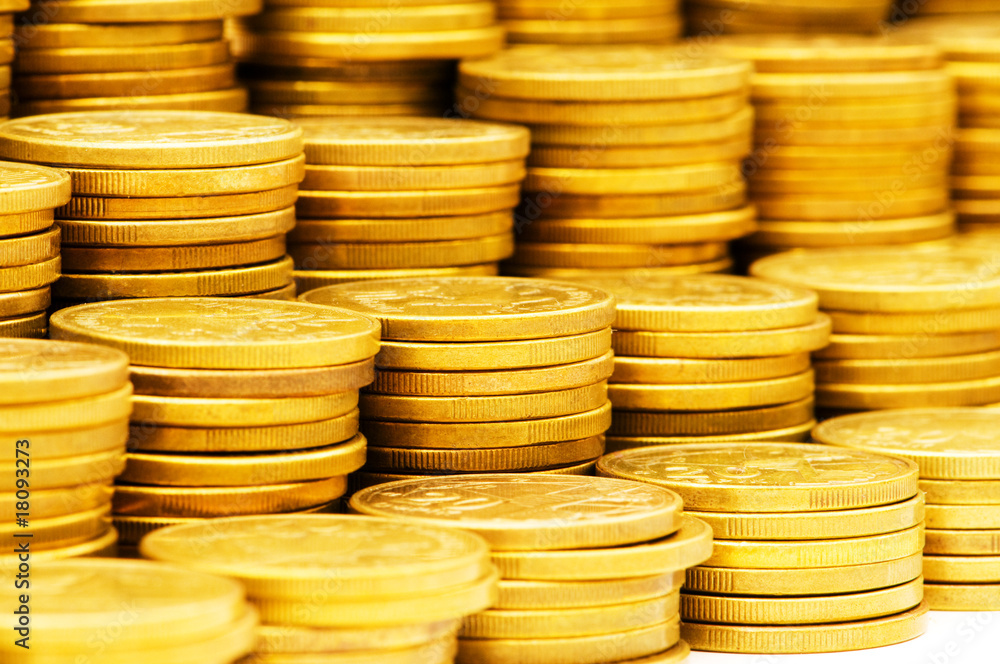 Close up of stack of gold coins Close up of stack of gold coins