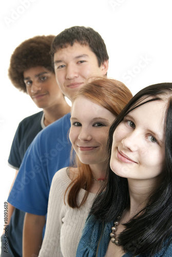 Ethnic teen friends smiling