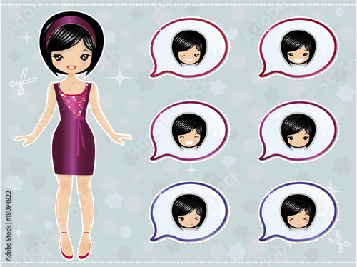 Set cartoon girl