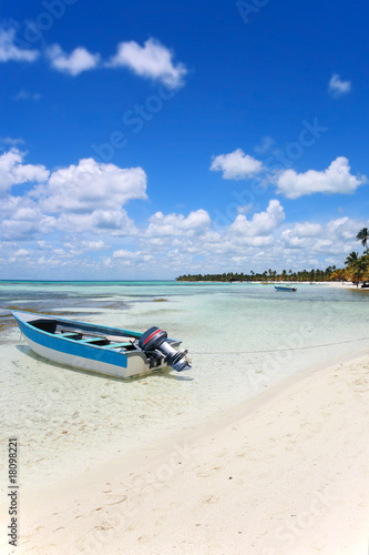 Boat on beach at Punta Cana, Dominican Republic