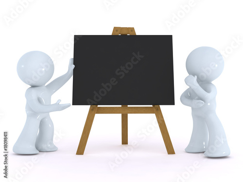 Presenting the idea on a black board