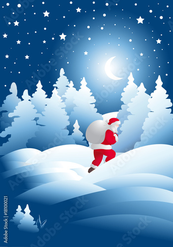 winter night with Santa Claus
