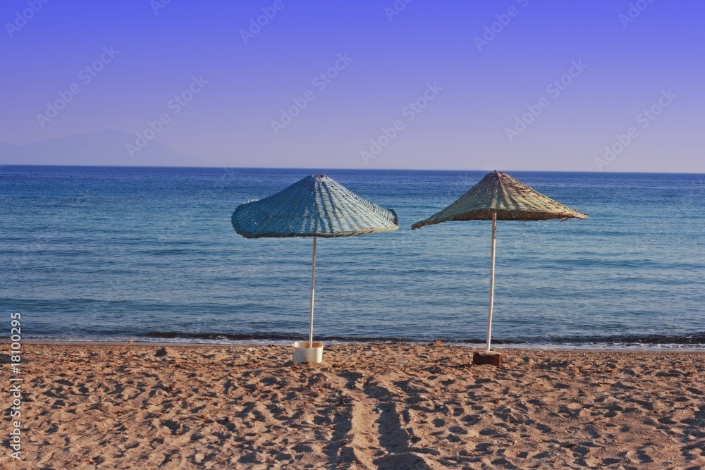 umbrella and chairs on beach