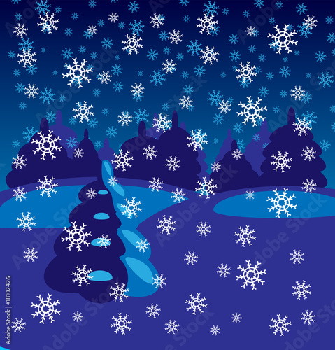 Abstract snow forest background. Winter.