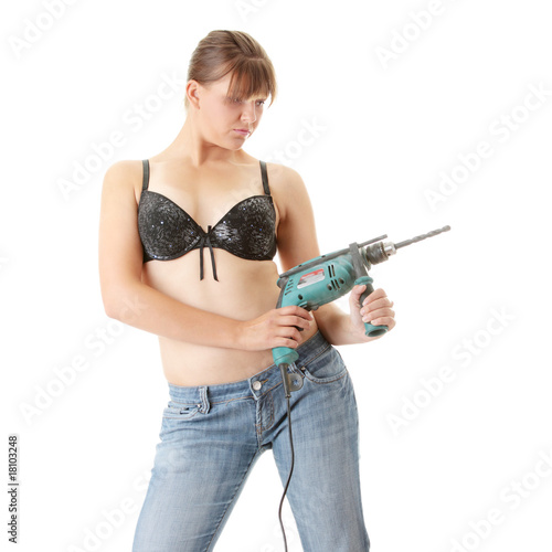 Sexy lady with a drill