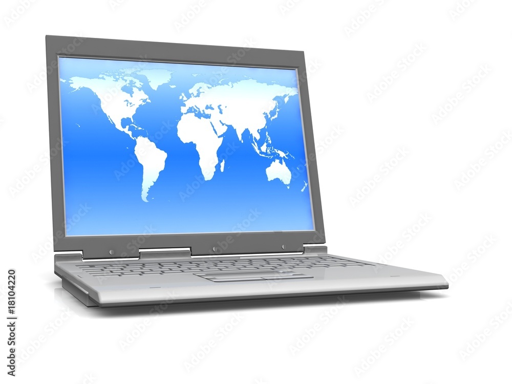 professional Laptop isolated with world map professional Laptop isolated with world map