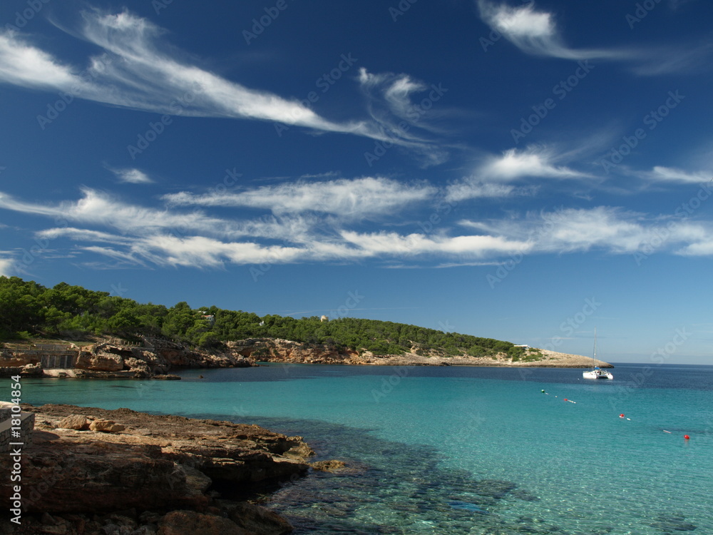 Beautiful lagoon on Ibiza island