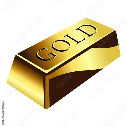 Gold bar isolated over square white background