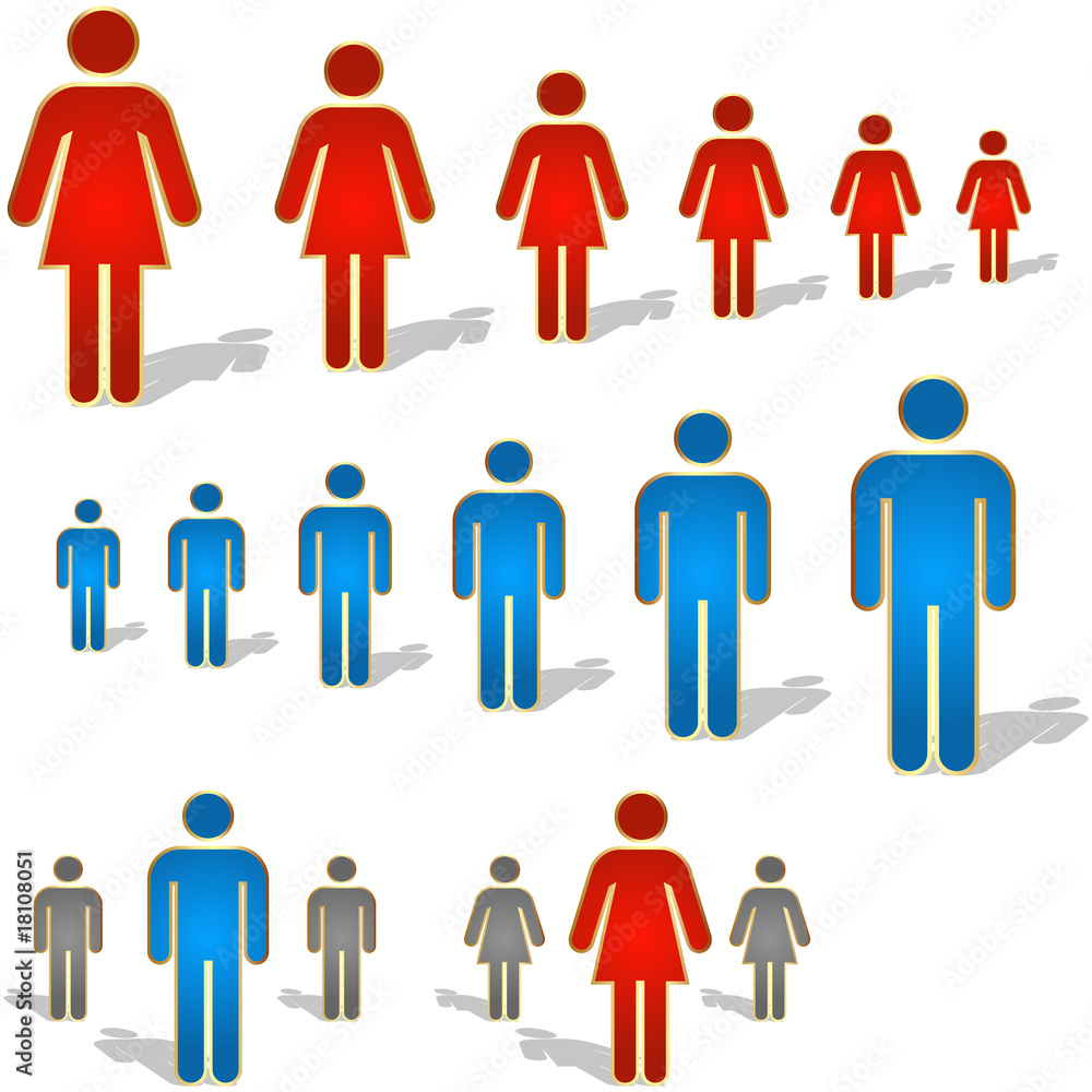 Men and women icons. Graphic elements set.