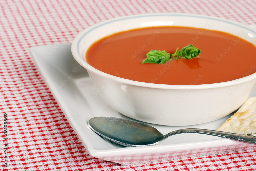 tomato soup focus on front edge of bowl tomato soup focus on front edge of bowl