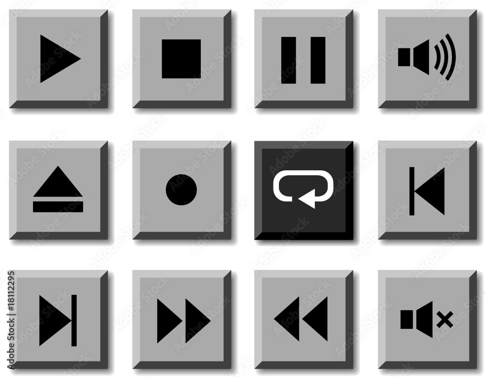 Player icon set. Vector illustration. Player icon set. Vector illustration.