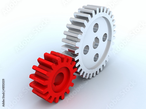 small gear from red plastic and big gear from metal