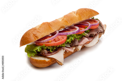 Submarine sandwich on a white background photo