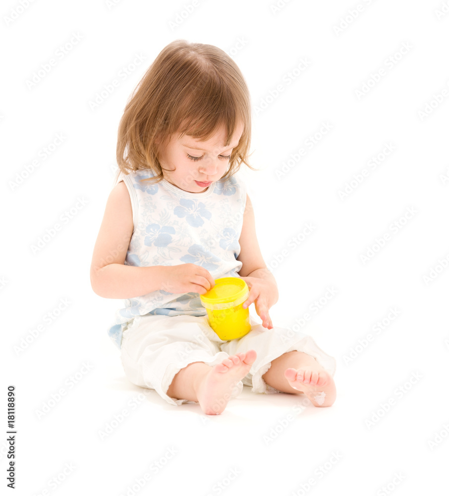 little girl with modelling foam little girl with modelling foam