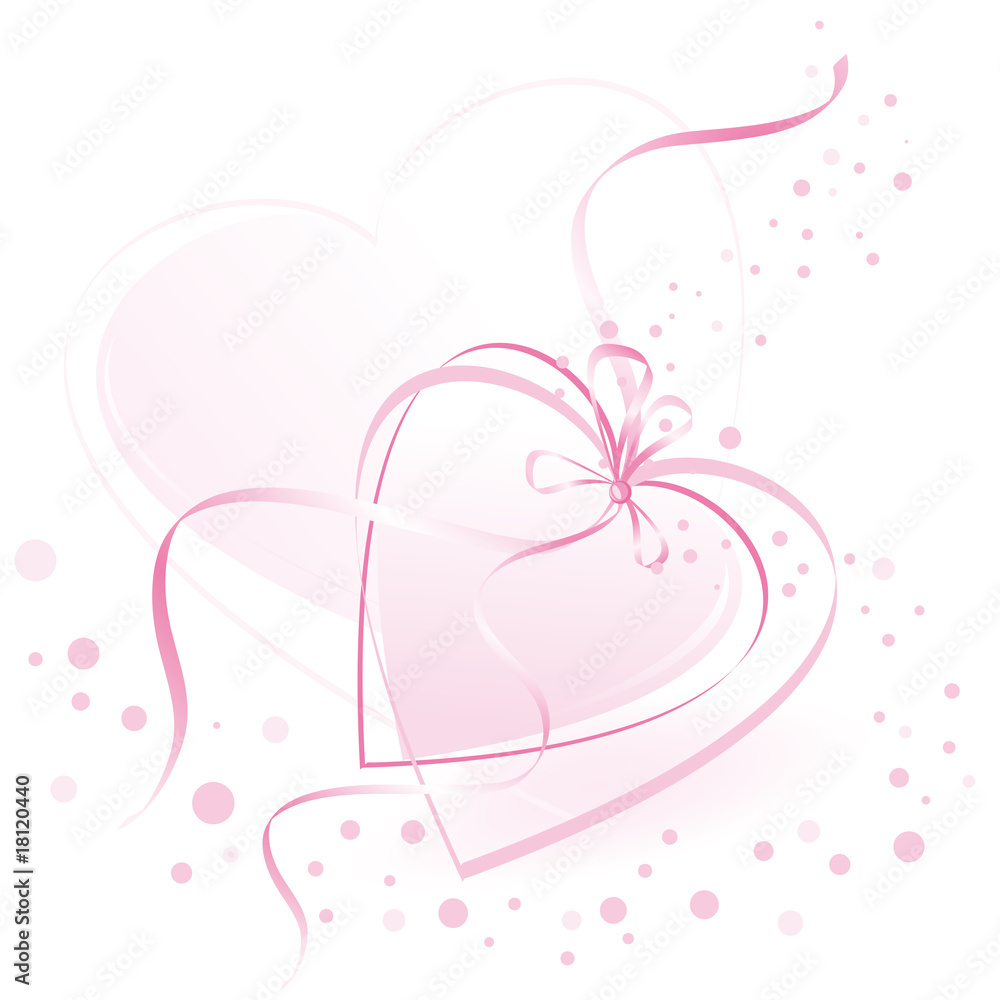 pink hearts linked - obrazy, fototapety, plakaty 