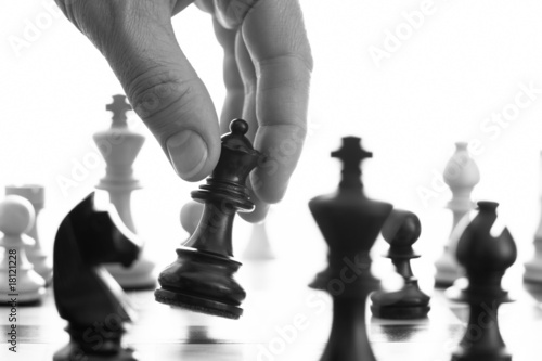 Chess game black queen advances