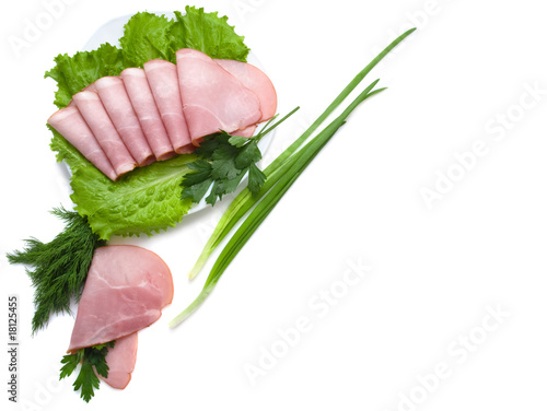 sliced pork with greens