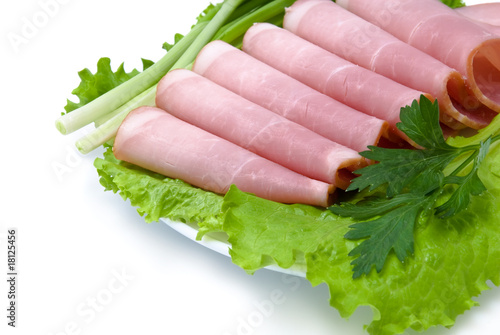 sliced pork with greens