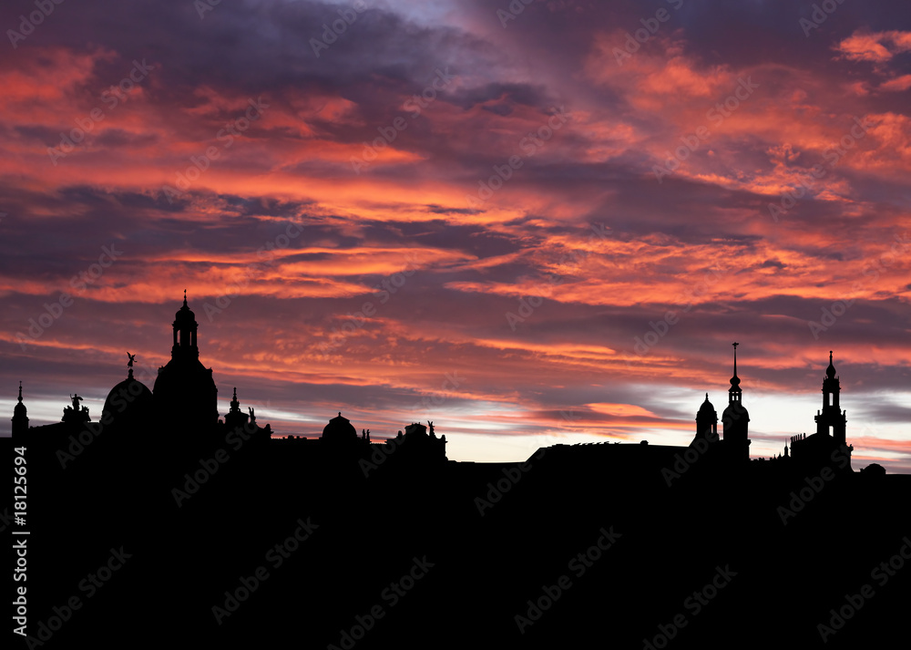 Dresden skyline at sunset illustration