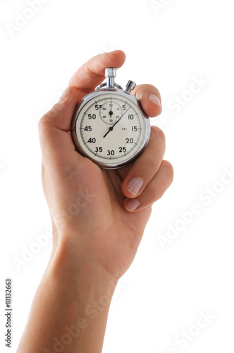 Running stopwatch in the hand