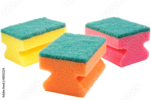 three colorful sponges.