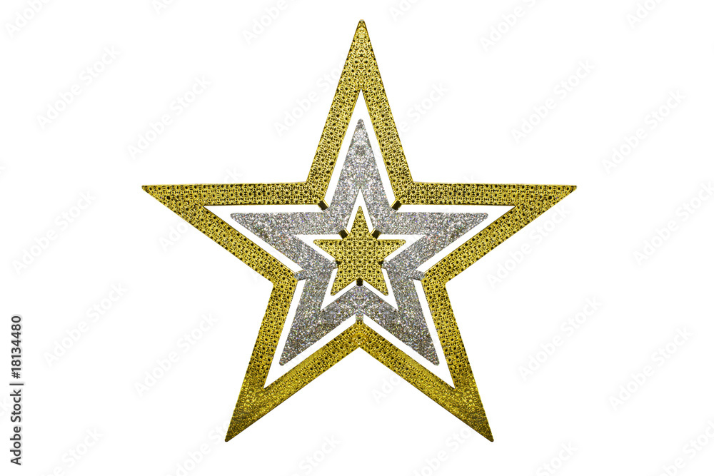 Obraz premium Gold star Christmas decoration on isolated background