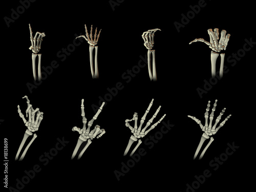 3d render of a gesturing skeleton hand