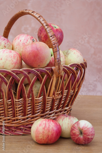 wattled basket with apples
