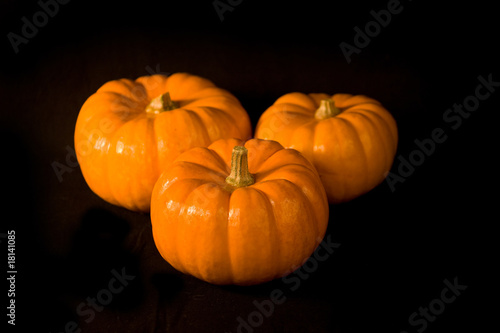 Three Isolated Virgin Halloween Pumpkins