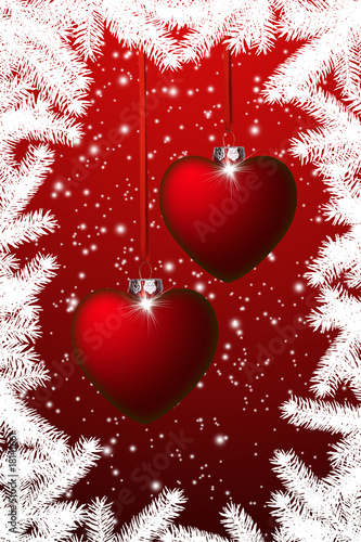 Zwei Rote Weihnachtsherzen