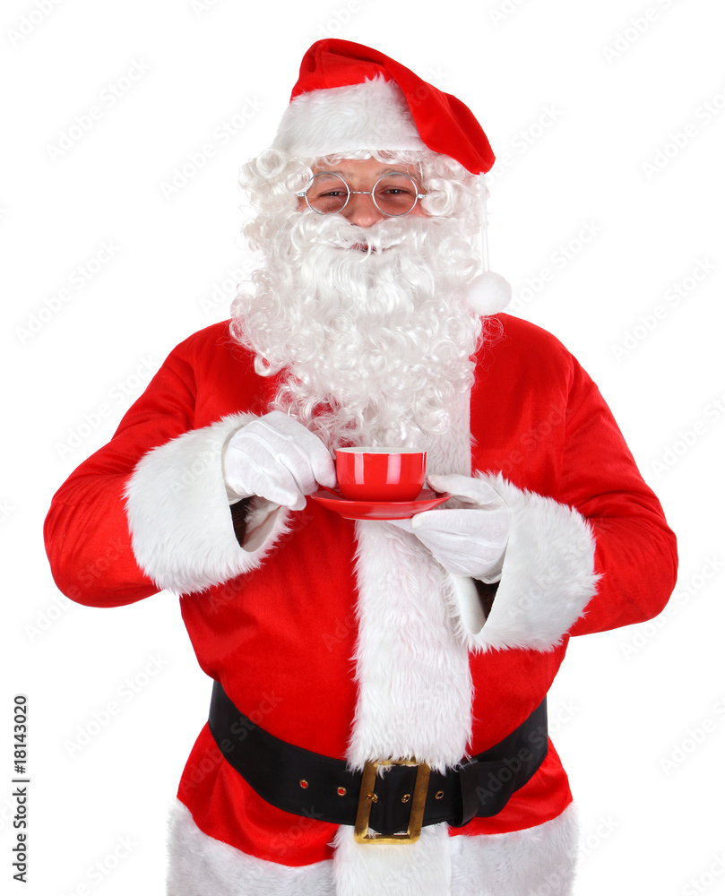 Santa drinking coffee