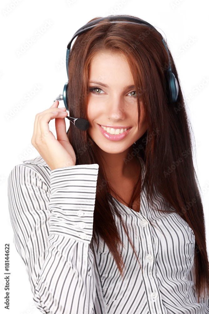 Business customer support operator woman smiling - isolated Business customer support operator woman smiling - isolated