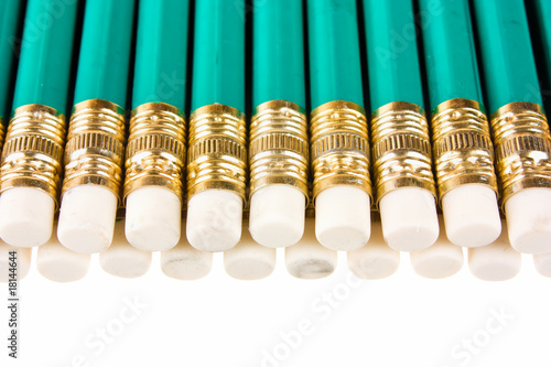 pencils with the eraser ends isolated on a white background