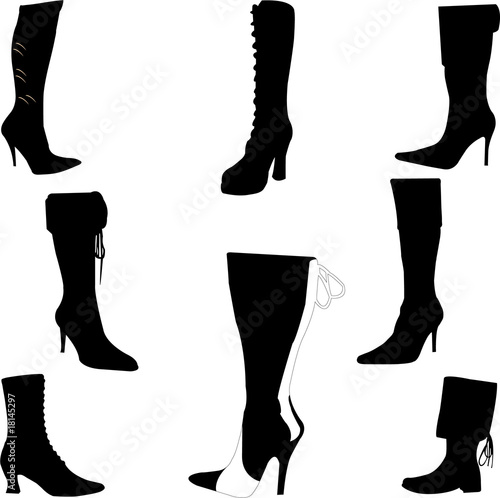 woman boot collection - vector