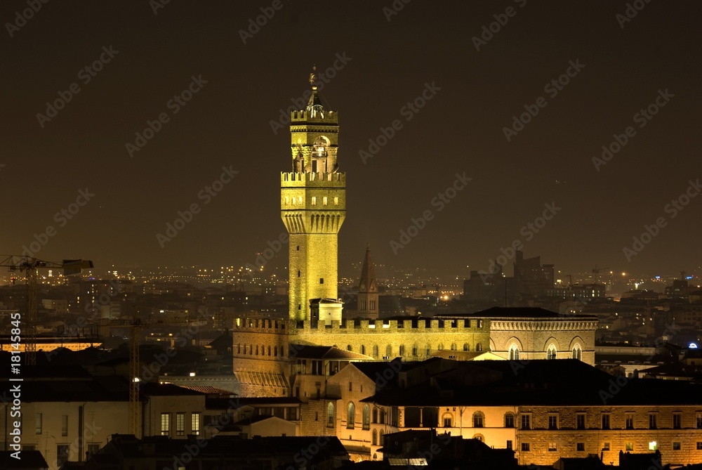 Obraz premium Firenze: notturna su Palazzo Vecchio 1