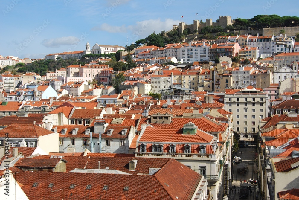 Lisbon city view with castle