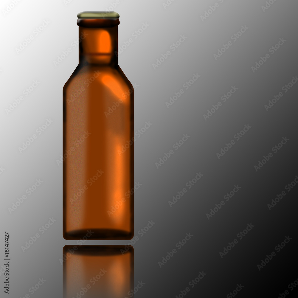 Beer bottle with its reflection Beer bottle with its reflection