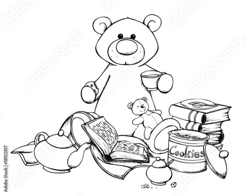 Tea Time, Bär, Kaffeetrinken, Ruhe, Gemütlichkeit, Bear