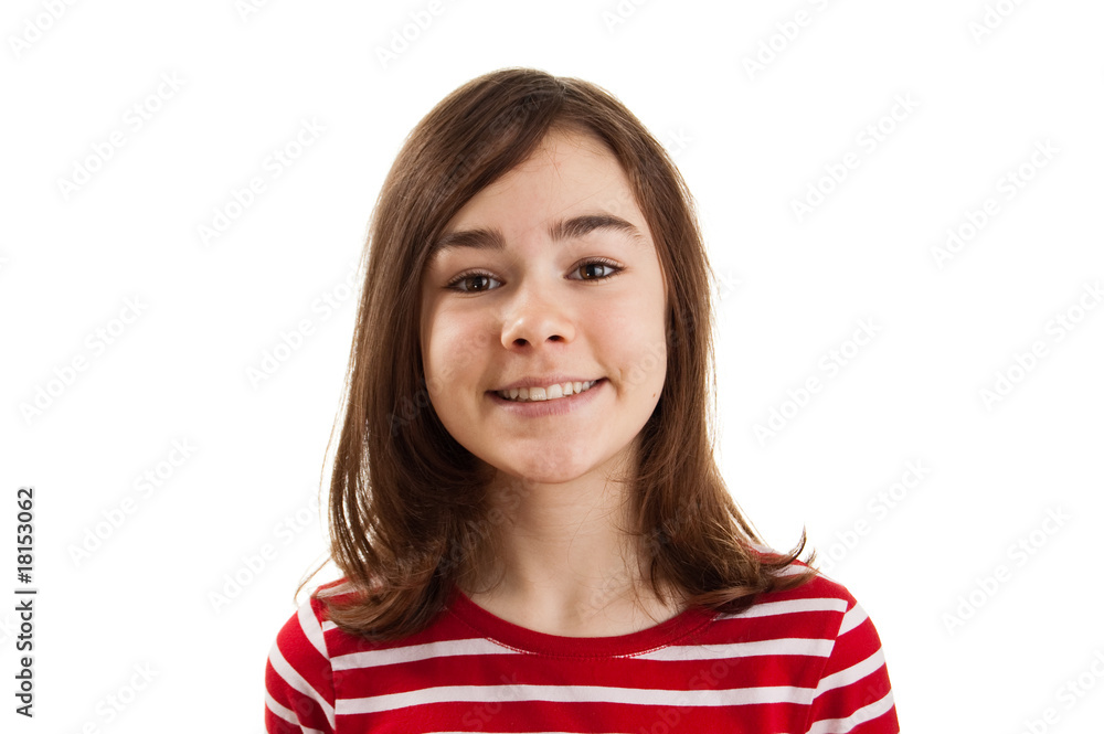 Portrait of young cheerful girl isolated on white background Portrait of young cheerful girl isolated on white background