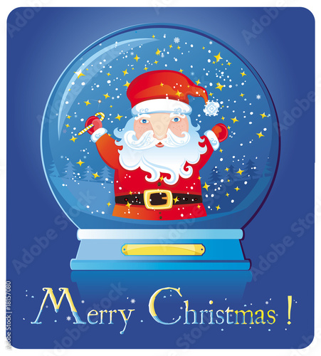 Christmas Santa Claus inside of the snow-dome.