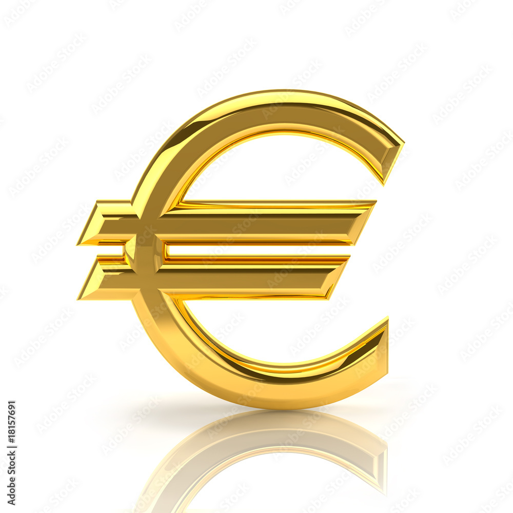 Fototapeta premium Golden euro sign on white