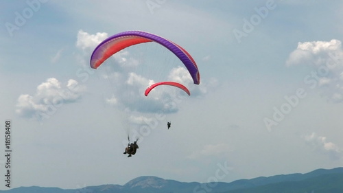HD paragliding in blue sky