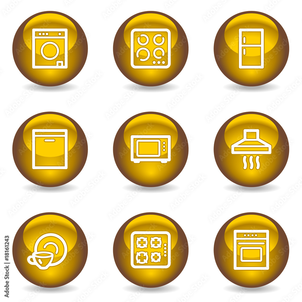 Home appliances web icons, gold glossy series Home appliances web icons, gold glossy series