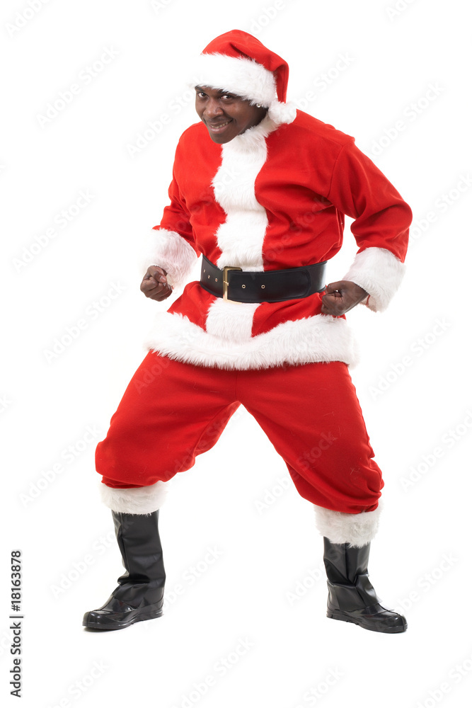 happy black santa claus over white background happy black santa claus over white background