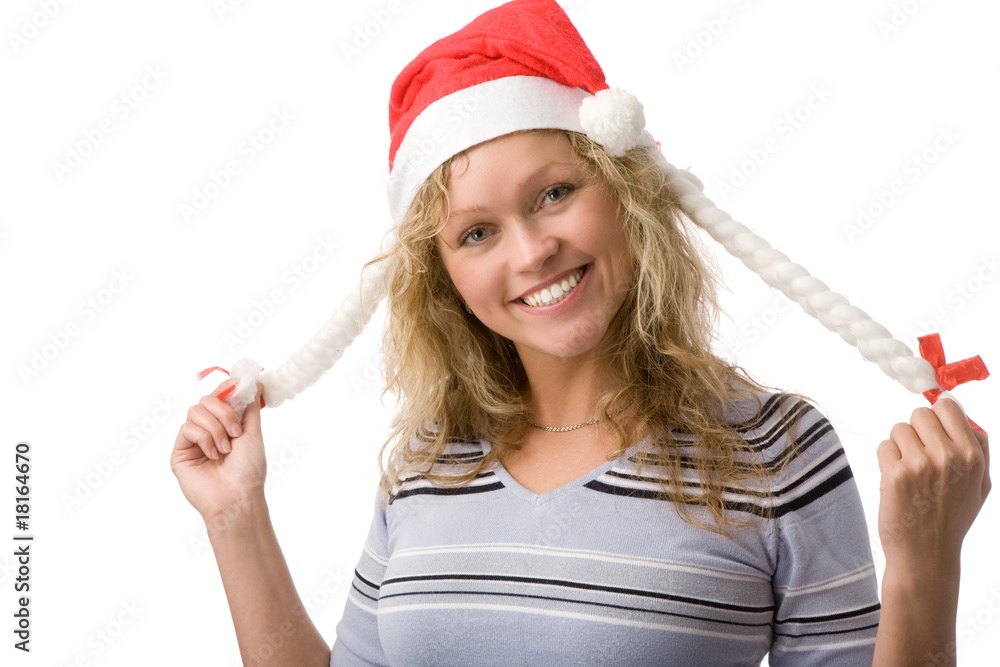 closeup holiday portrait of a young blond woman closeup holiday portrait of a young blond woman